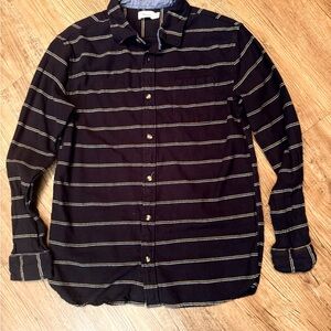 Striped Black Button-Down Shirt with Cream Accents